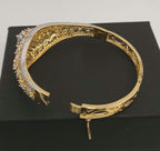 Gold Tone CZ Floral Cuff Bracelet – Adjustable Indian Wedding Bangle