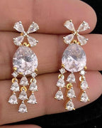 Gold Plated Floral CZ Bridal Necklace & Earrings Set – Indian Wedding Jewelry