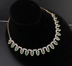 Emerald Green CZ Bridal Necklace Set – Gold Plated Wedding Jewelry Choker