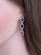 Silver CZ Oval Link Necklace & Earrings Set | Bridal Statement Jewelry