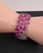 CZ Openable Bridal Bracelet – Indian Wedding Kada in Gold, Green, Blue, Magenta or Pink