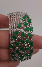 CZ Openable Bridal Bracelet – Indian Wedding Kada in Gold, Green, Blue, Magenta or Pink