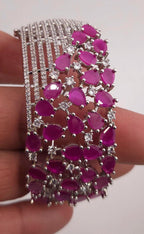 CZ Openable Bridal Bracelet – Indian Wedding Kada in Gold, Green, Blue, Magenta or Pink