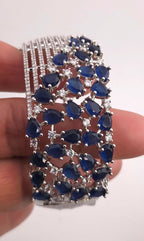 CZ Openable Bridal Bracelet – Indian Wedding Kada in Gold, Green, Blue, Magenta or Pink