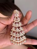 Gold Plated CZ Tassel Chandelier Earrings, Bridal Statement Jewelry