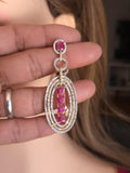Gold Multicolor Oval CZ Dangle Earrings, Bridal Festive Statement Jewelry Esha
