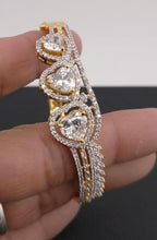 Heart CZ Cuff Bracelet – Gold or Silver, Statement Bridal Jewelry