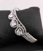 Heart CZ Cuff Bracelet – Gold or Silver, Statement Bridal Jewelry