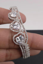 Heart CZ Cuff Bracelet – Gold or Silver, Statement Bridal Jewelry