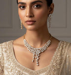 Floral CZ Bridal Necklace Set Indian Pakistani Wedding Jewelry Ruhi