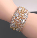 CZ Statement Cuff Bracelet – Gold or Magenta, Bridal Wedding Jewelry
