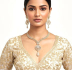Layered V-Drop Necklace Set | Gold Plated CZ Bridal Jewelry