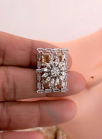 Rectangle CZ Stud Earrings – Geometric Bridal Statement, Blue, Champagne or Clear