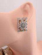 Rectangle CZ Stud Earrings – Geometric Bridal Statement, Blue, Champagne or Clear