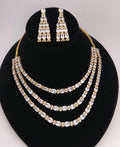 Gold Layered CZ Necklace & Earrings Set – Bridal Crystal Wedding Jewelry
