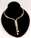 Gold Y-Drop CZ Bridal Necklace & Earrings Set – Indian Wedding Jewelry