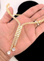 Gold Y-Drop CZ Bridal Necklace & Earrings Set – Indian Wedding Jewelry
