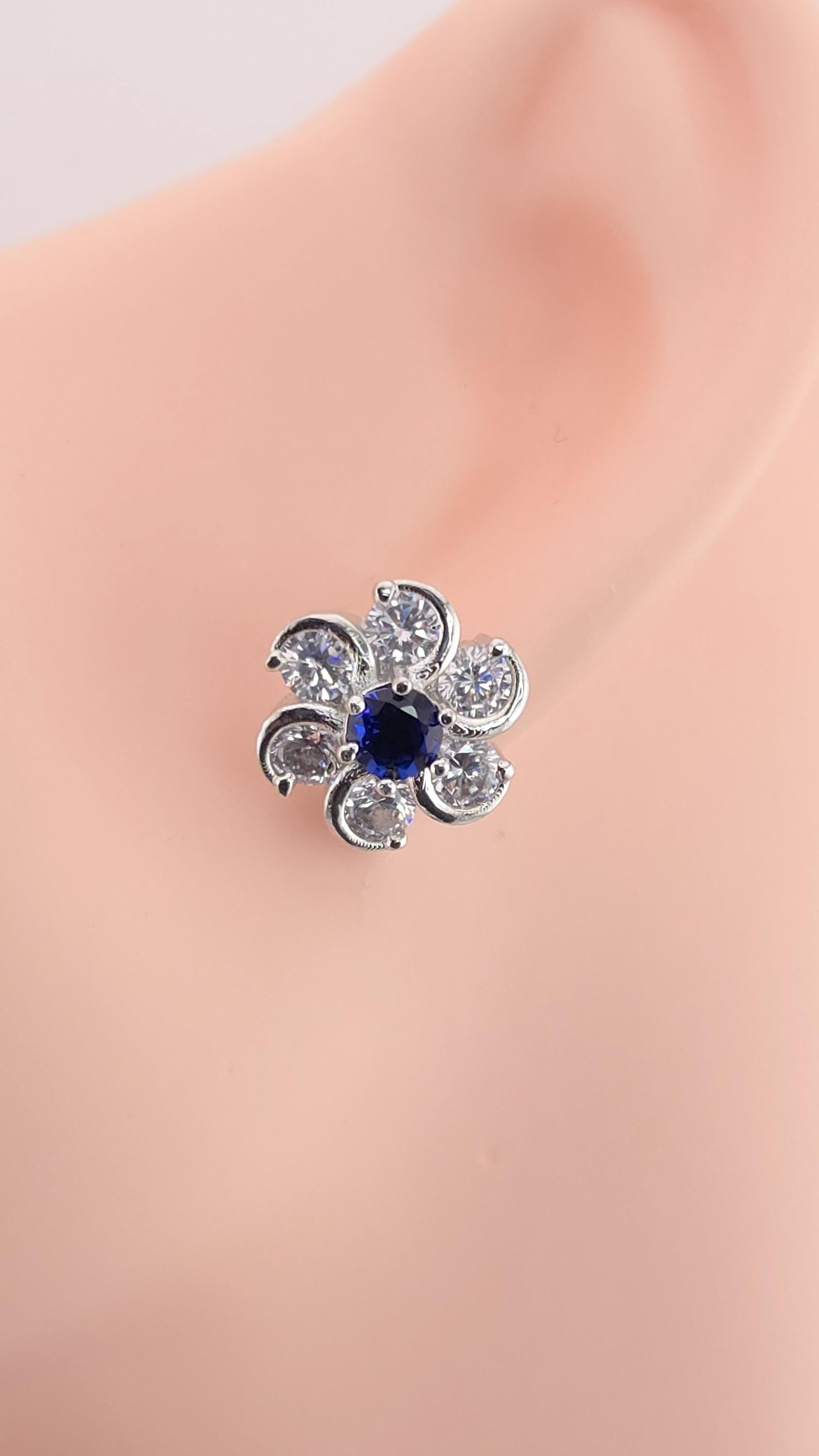 Silver Plated Floral CZ Stud Earrings – Elegant Wedding & Festive Jewelry