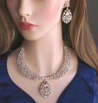 Royal Cluster CZ Teardrop Necklace Set Indian Bridal Jewelry Noor