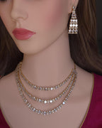 Gold Layered CZ Necklace & Earrings Set – Bridal Crystal Wedding Jewelry