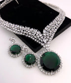 Yellow Citrine CZ Statement Necklace Set Luxury Statement Bridal Jewelry Sona