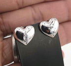 Sterling Silver Heart Stud Earrings with Cubic Zirconia | Minimalist Everyday Jewelry