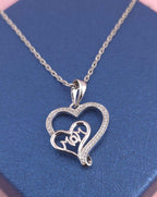 Sterling Silver Mom Heart Necklace with Cubic Zirconia, Minimalist Jewelry