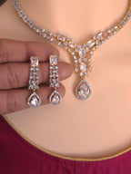 Statement Layered CZ Bridal Necklace & Earrings Set – Indian Pakistani Wedding Jewelry