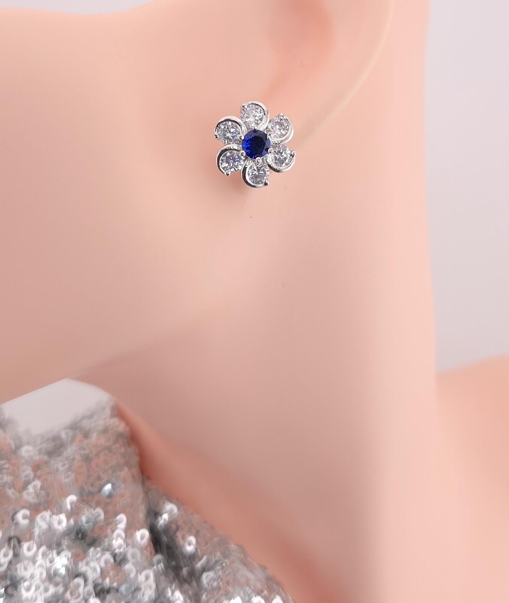Silver Plated Floral CZ Stud Earrings – Elegant Wedding & Festive Jewelry