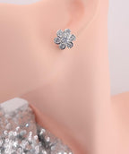Silver Plated Floral CZ Stud Earrings – Elegant Wedding & Festive Jewelry