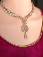 Layered V-Drop Necklace Set | Gold Plated CZ Bridal Jewelry
