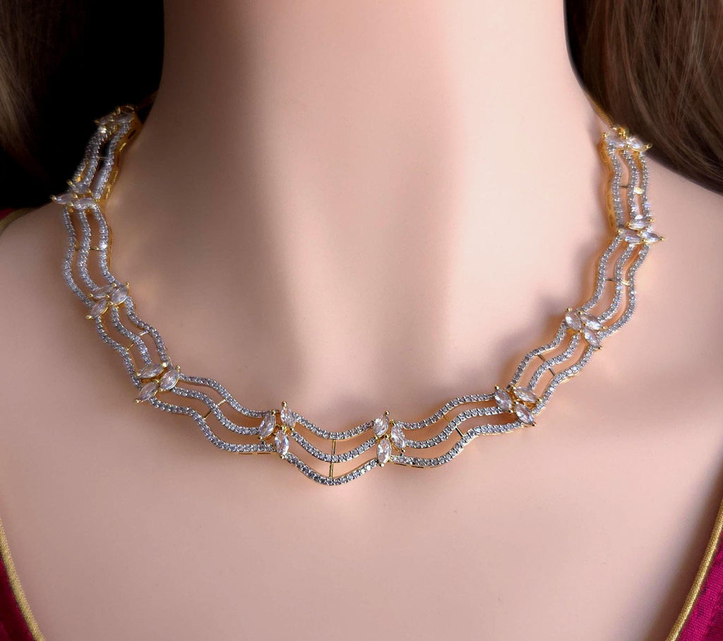 Elegant diamond necklace on a mannequin
