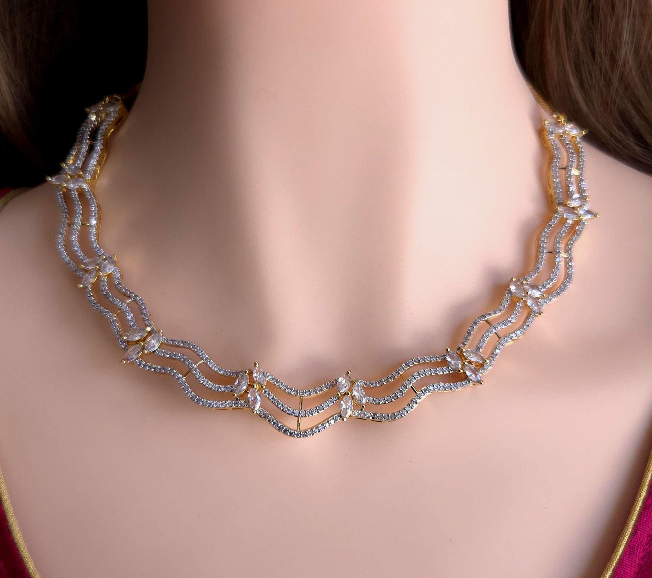 Elegant diamond necklace on a mannequin