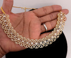 Gold Plated CZ Crescent Drop Necklace Set | Indian Wedding Bridal Jewelry