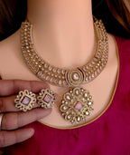 Royal Bridal Moissanite Kundan Collar Necklace Set | Indian Wedding Statement Jewelry