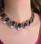 Moissanite Kundan Bridal Necklace Set – Statement Indian Wedding Jewelry (Red, Green, Blue)