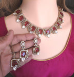 Moissanite Kundan Bridal Necklace Set – Statement Indian Wedding Jewelry (Red, Green, Blue)