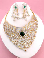Green Kundan Choker Necklace & Earrings Set – Gold Plated Indian Bridal Jewelry