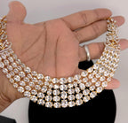 Emerald Green Multi-Row Collar Choker Necklace Set Bridal CZ Jewelry Anaya