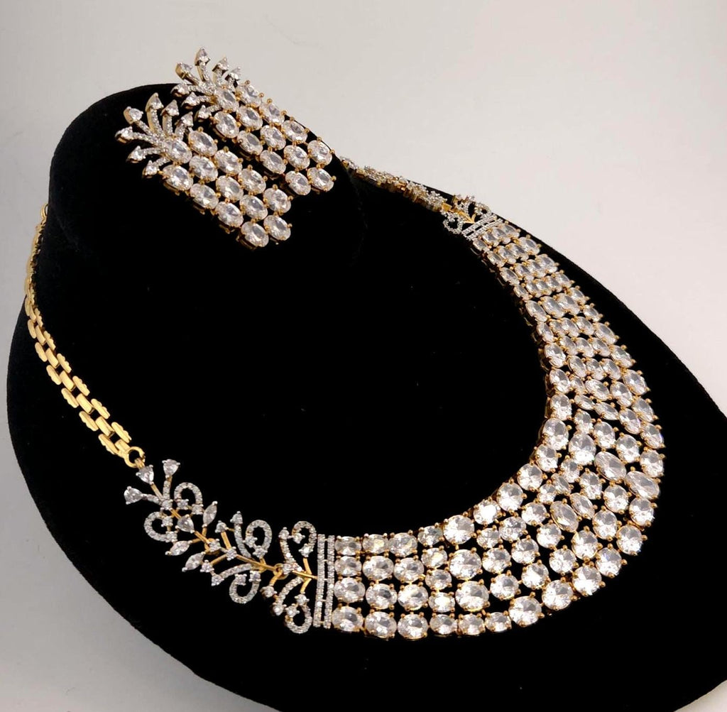 Emerald Green Multi-Row Collar Choker Necklace Set Bridal CZ Jewelry Anaya
