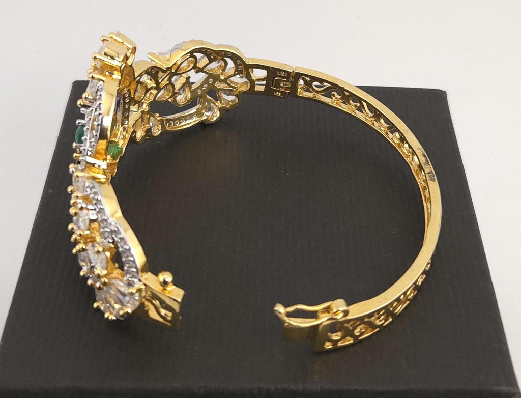Multicolor Navratna CZ Bracelet | Gold Plated Statement Jewelry for Weddings