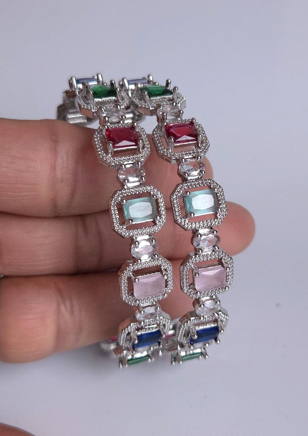 Multicolor CZ Bangle Set – Rainbow Indian Wedding & Festive Jewelry