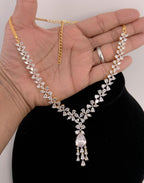 Gold Plated Floral CZ Bridal Necklace & Earrings Set – Indian Wedding Jewelry