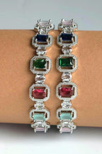Multicolor CZ Bangle Set – Rainbow Indian Wedding & Festive Jewelry