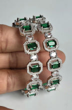 Green AD Statement Bangle Set, Emerald Cut Wedding Bangles, Indian Bracelet for Bridal & Festive Wear
