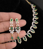 Emerald Green CZ Bridal Necklace Set – Gold Plated Wedding Jewelry Choker