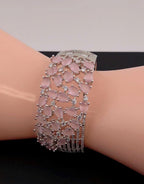 CZ Openable Bridal Bracelet – Indian Wedding Kada in Gold, Green, Blue, Magenta or Pink