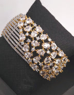 CZ Openable Bridal Bracelet – Indian Wedding Kada in Gold, Green, Blue, Magenta or Pink