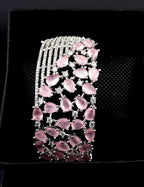 CZ Openable Bridal Bracelet – Indian Wedding Kada in Gold, Green, Blue, Magenta or Pink
