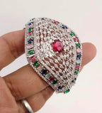 Statement CZ Openable Cuff Bracelet – Adjustable Bridal Wedding Kada, Gold, Multicolor or Magenta